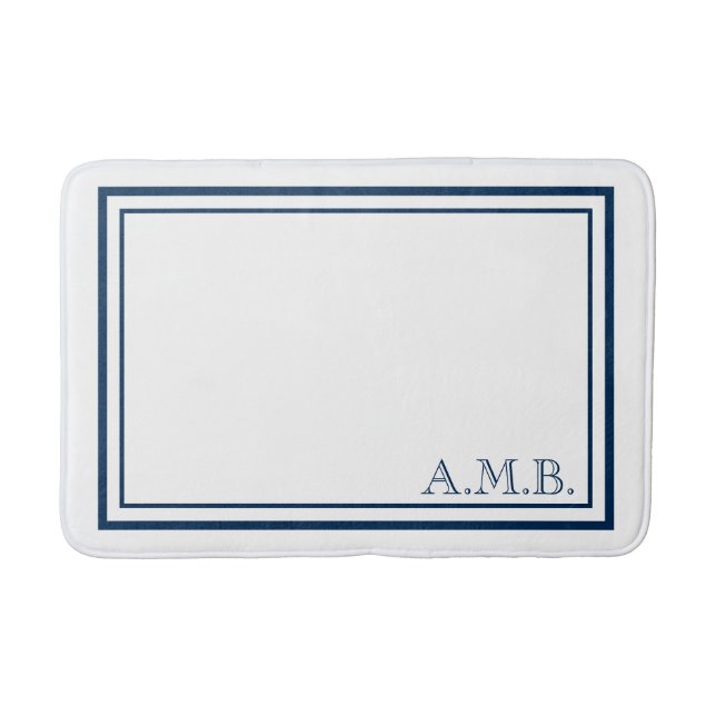 Personalisiert Classic Navy Blue Monogram Badematte (Vorderseite)