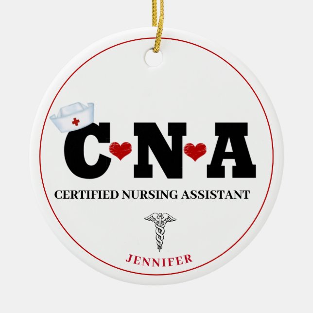 Personalisiert CNA Nurse Weihnachten Keramik Ornament (Vorne)
