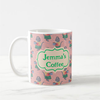 Personalisiert Coffee Tasse - Fun Retro Cats Desig