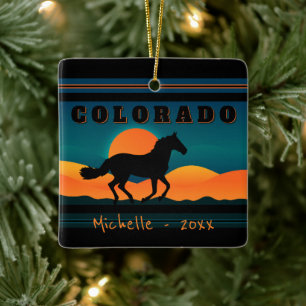 Personalisiert Colorado Horse Mountain Keramikornament