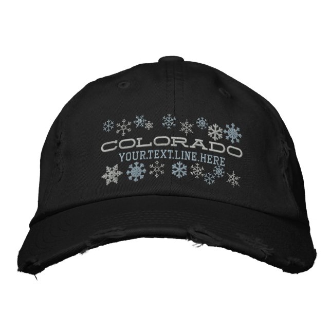 Personalisiert Colorado Winterschneeflocken Bestickte Baseballkappe (Vorderseite)