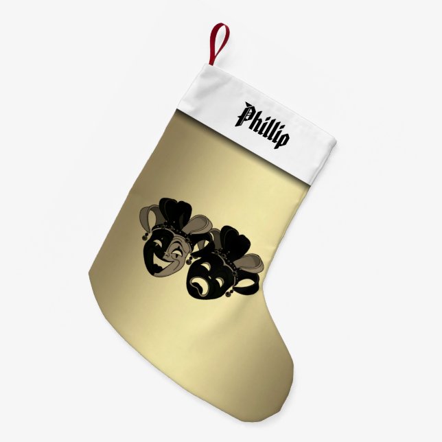 Personalisiert Comedy Tragedy Theater Masken Kleiner Weihnachtsstrumpf (Vorderansicht (hängend))