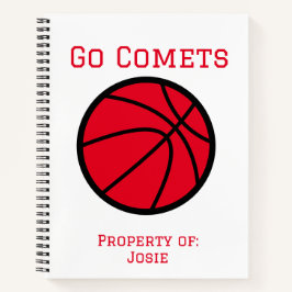 Personalisiert Comets Red Basketball Spiral Notebo Notizbuch