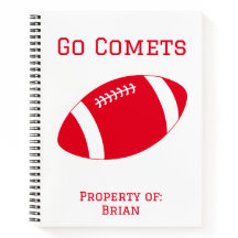 Personalisiert Comets Red Football Spiral Notebook