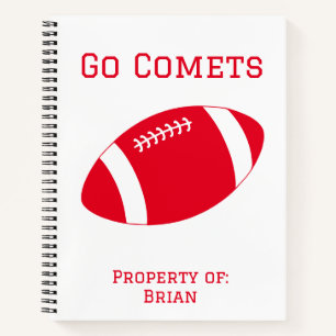 Personalisiert Comets Red Football Spiral Notebook Notizbuch