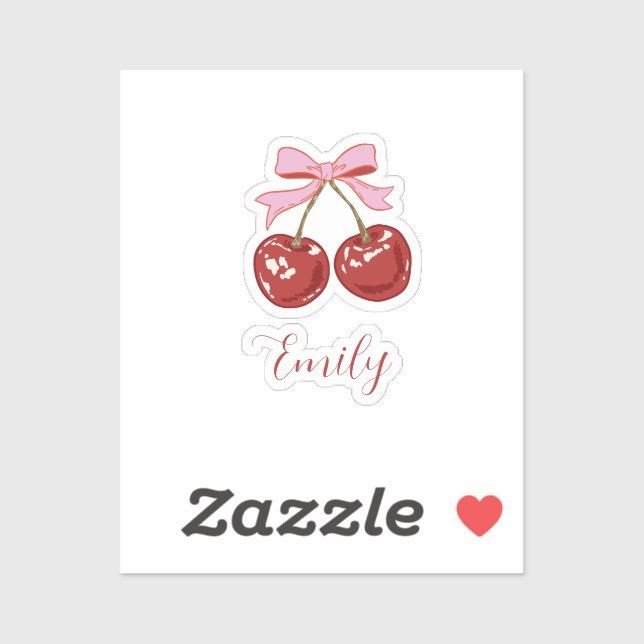Personalisiert Coquette Cherry Bow Name Aufkleber (Blatt)