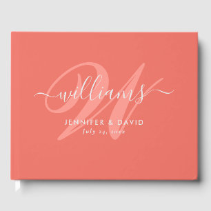 Personalisiert Coral Monogram Wedding Guest Book Gästebuch