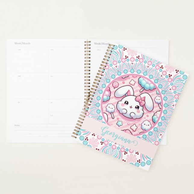 Personalisiert Cotton Candy Kawaii Bunny Dot Manda Planer (Anzeige)
