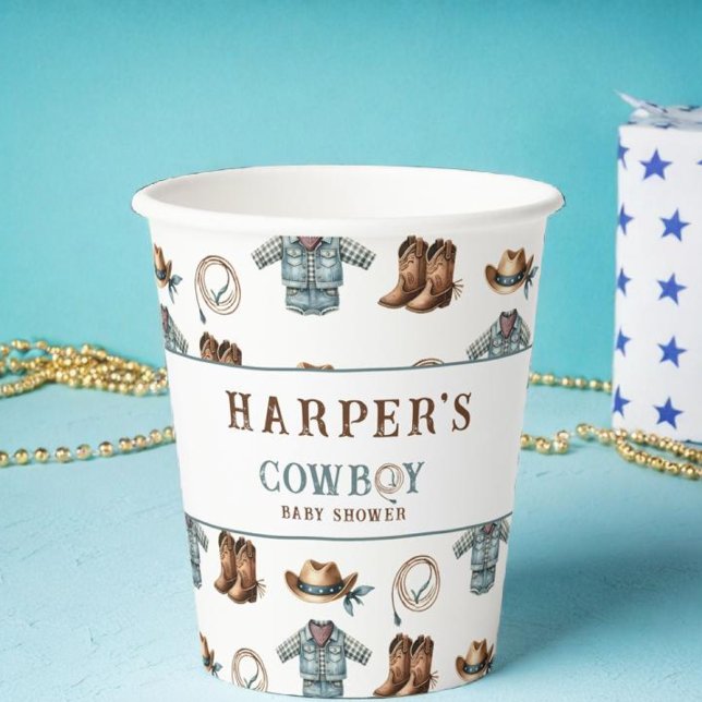 Personalisiert Cowboy Pattern Kinderdusche Pappbecher (Von Creator hochgeladen)