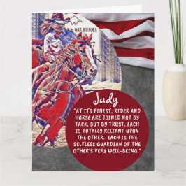 Personalisiert Cowgirl Barrel Racer Red White Blue Karte