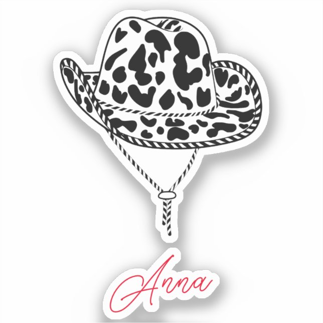 Personalisiert Cowgirl Hat Bachelorette Individuel Aufkleber (Vorderseite)