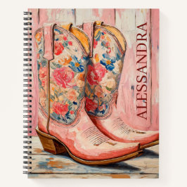 Personalisiert Cowgirl Stiefel Pink Western Notizbuch