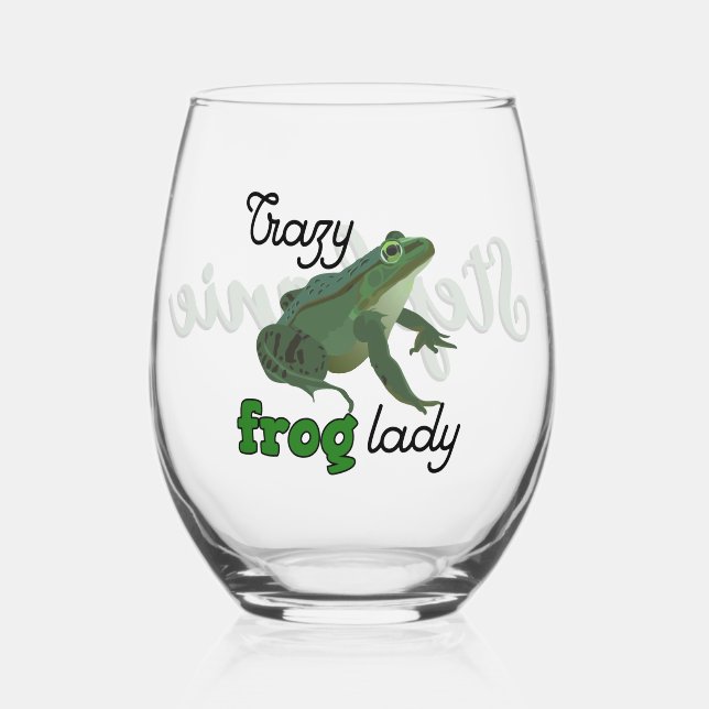 Personalisiert Crazy Frog Lady Frog Lover Geschenk Weinglas Ohne Stiel (Vorderseite)