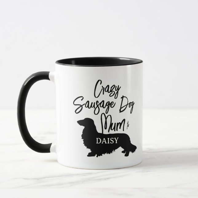 Personalisiert Crazy Sausage Dog Mum Tee Tasse Ges (Links)