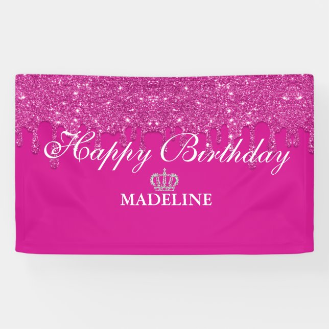 Personalisiert Crown Driving Glitzer Geburtstag Ba Banner (Horizontal)