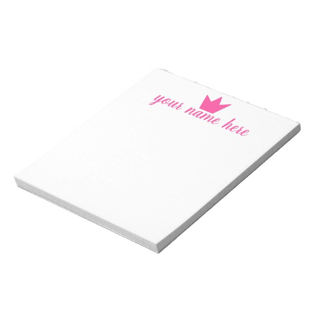 Personalisiert Crown Girls Notepad Notizblock (Rotiert)