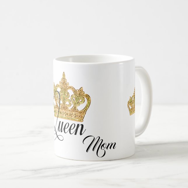 Personalisiert Crown Queen Mama Kaffee Tasse (VorderseiteRechts)