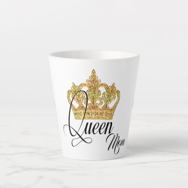 Personalisiert Crown Queen Mama Latte Tasse (Vorderseite)