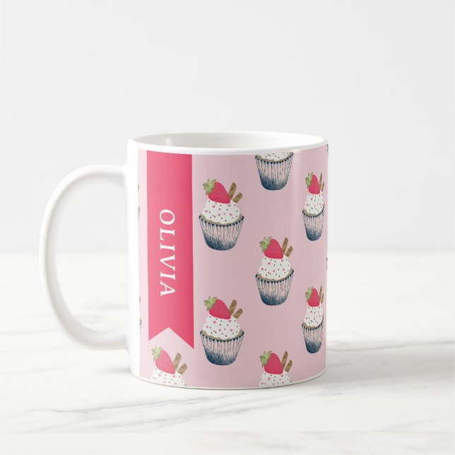 Personalisiert Cupcake Coffee Tasse - Niedlich Des (Links)