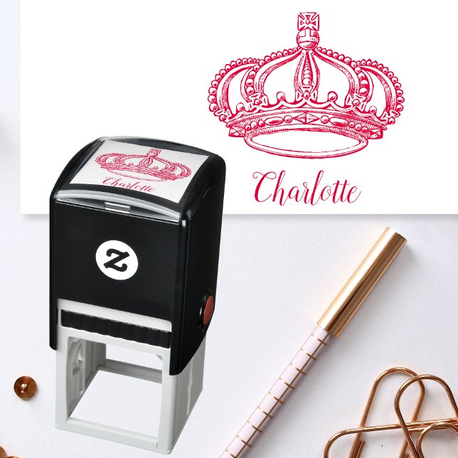 Personalisiert Cursive Skriptname und Krone Permastempel (Royal signature 👑)