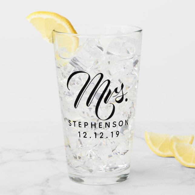 Personalisiert Custom Mrs. Mr. Couple Wedding Glas (Vorderseite Ice)