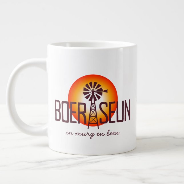 Personalisiert / Custum BOERSEUN Windpomp Afrikaan Jumbo-Tasse (Links)