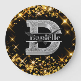 Personalisiert D Erste Silver Monogramm Ihr Name Große Wanduhr