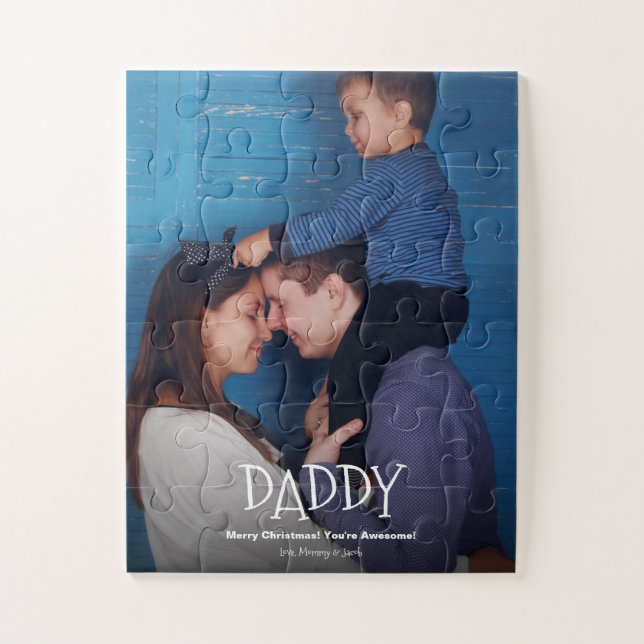 Personalisiert Daddy Foto Frohe Weihnachten Puzzle (Vertikal)