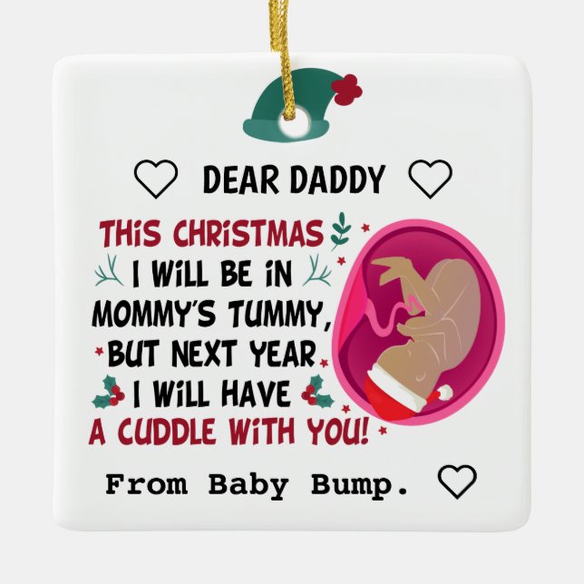 Personalisiert Daddy To Be from Bump Christmas 202 Keramikornament (Vorderseite)