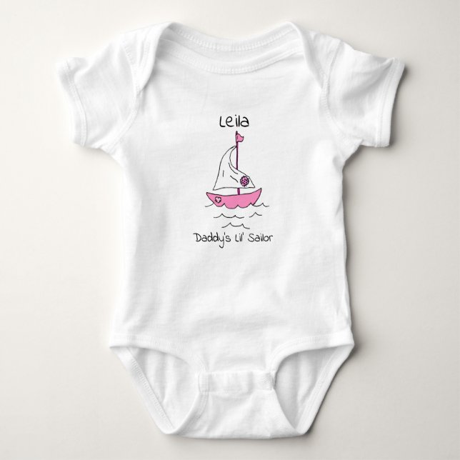 Personalisiert Daddy's First Mate Sailboat Baby Gi Baby Strampler (Vorderseite)