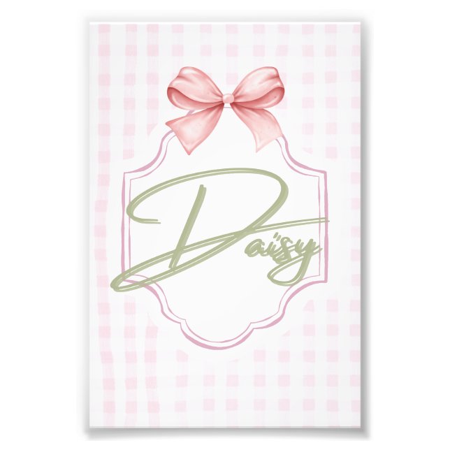 Personalisiert Daisy Baby Girl Kinderzimmer Bow&Gi Fotodruck (Vorne)