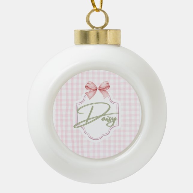 Personalisiert Daisy Baby Girl Kinderzimmer Bow&Gi Keramik Kugel-Ornament (Vorderseite)