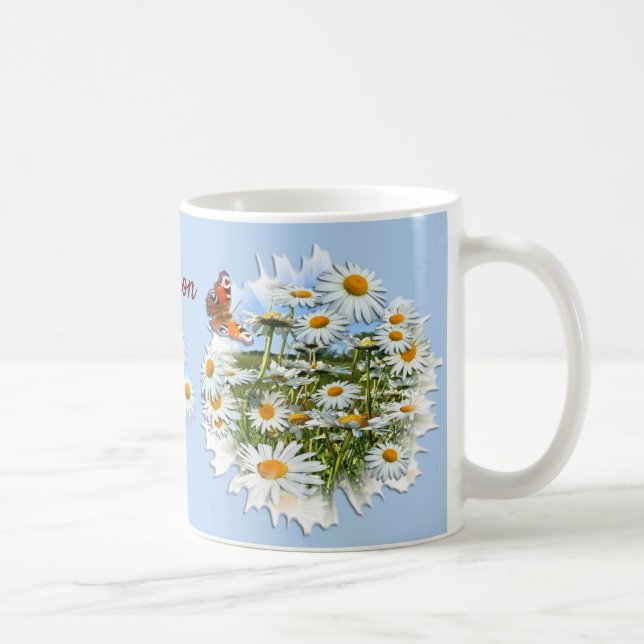 Personalisiert Daisy Meadow Individuelle Name Kaffeetasse (Rechts)