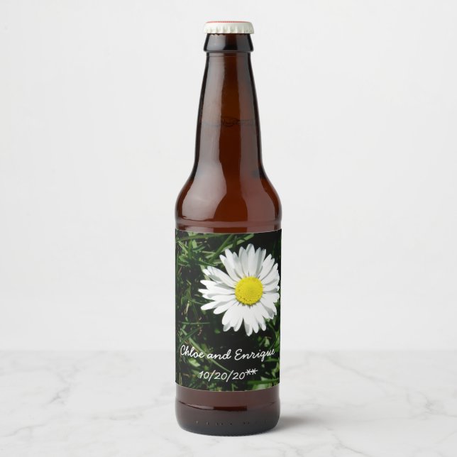 Personalisiert Daisy Wedding Bierflaschenetikett (Vorderseite)