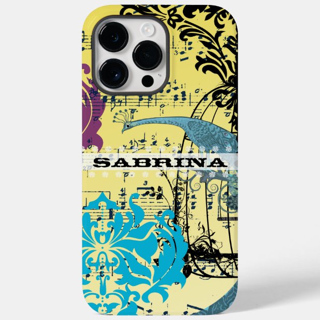 Personalisiert Damask Peacock Birdcage - Musikalis Case-Mate iPhone Hülle (Rückseite)