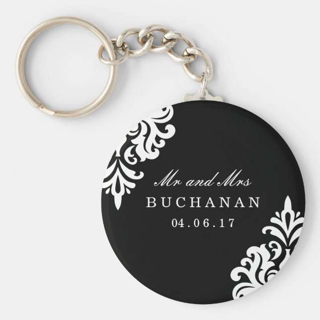 Personalisiert Damask Wedding Keepake Schlüsselanh Schlüsselanhänger (Vorne)