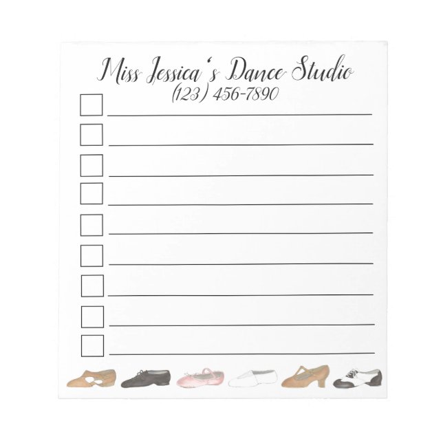 Personalisiert Dance Studio Ballet Gestochen Jazz  Notizblock (Vorderseite)