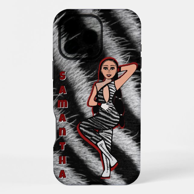 Personalisiert Dancer Red Zebra #2 iPhone Hülle (Rückseite)