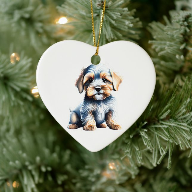 Personalisiert Dandie Dinmont Terrier Puppy Keramik Ornament (Baum)
