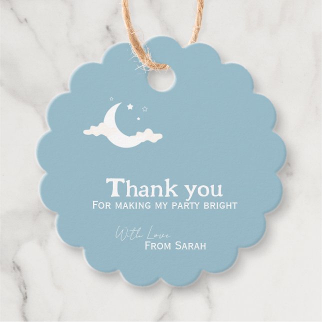 Personalisiert Danke Baby Dusche Retro-Stern Geschenkanhänger (Vorderseite)