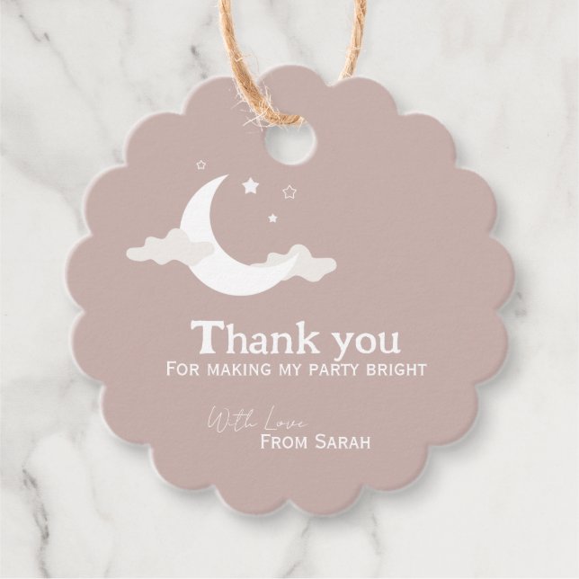 Personalisiert Danke Baby Dusche Retro-Stern Geschenkanhänger (Vorderseite)