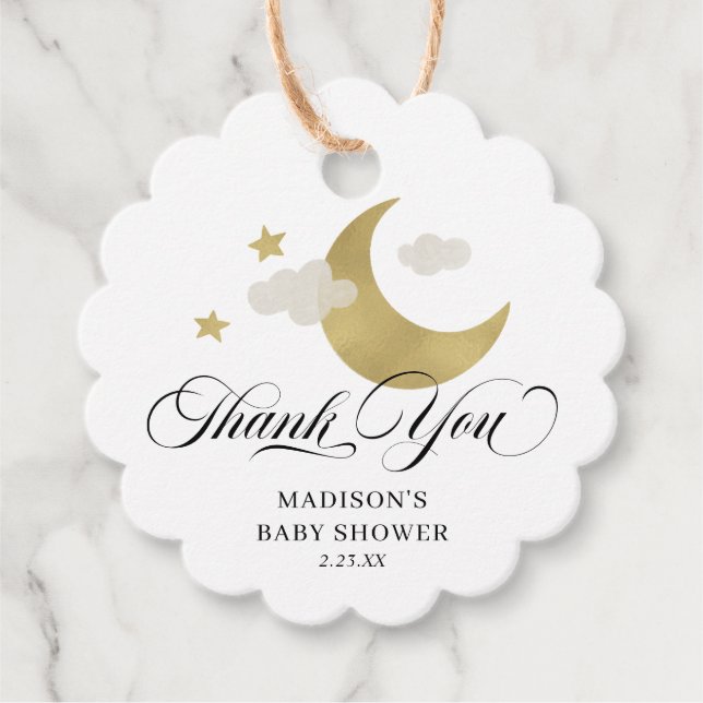 Personalisiert Danke, Baby Shower Moon & Stars Geschenkanhänger (Vorderseite)