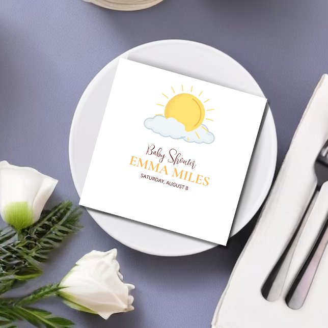 Personalisiert Danke, Baby Shower Retrosonne Napki Serviette (Von Creator hochgeladen)