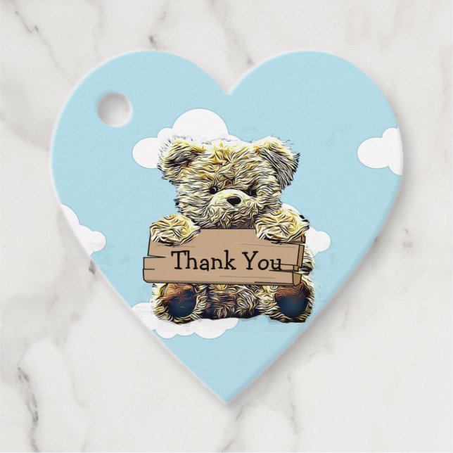 Personalisiert Danke, Baby Shower Teddy Bear Geschenkanhänger (Vorderseite)