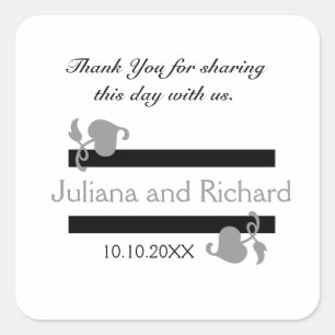 Personalisiert Danke, dass Sie Gastgeschenk Hochze Quadratischer Aufkleber