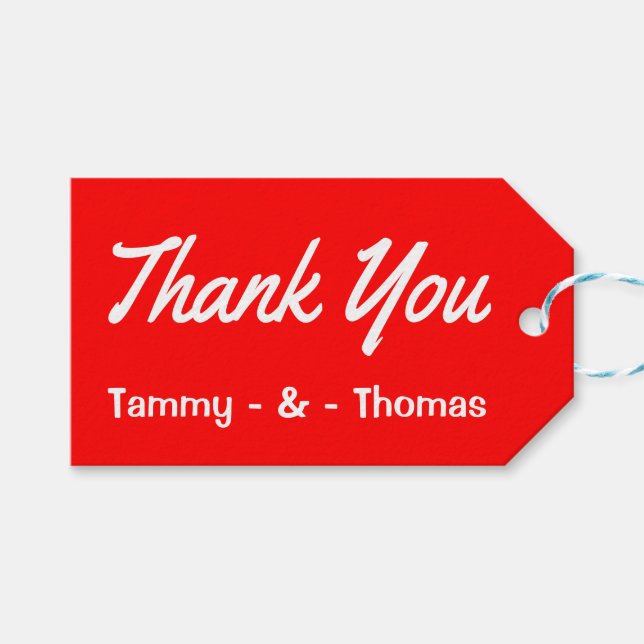 Personalisiert Danke, dass Sie rot-weiße Geschenkm Geschenkanhänger (Vorderseite (Horizontal))