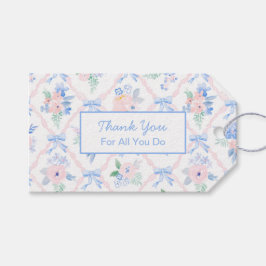 Personalisiert Danke, Floral Ribbon Bows Geschenkanhänger