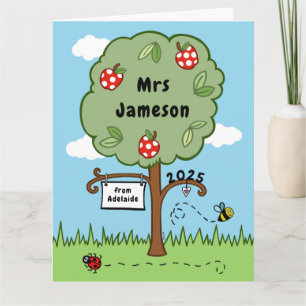 Personalisiert Danke, Lehrer Celebration Tree Karte