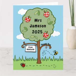 Personalisiert Danke, Lehrer Celebration Tree Karte