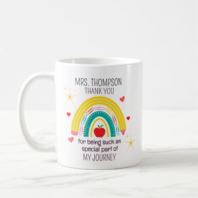 Personalisiert Danke, Lehrer Kaffeetasse (Links)